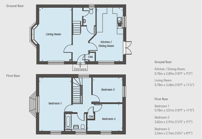 Floor plan, 3 bedroom house - artist's impression subject to change